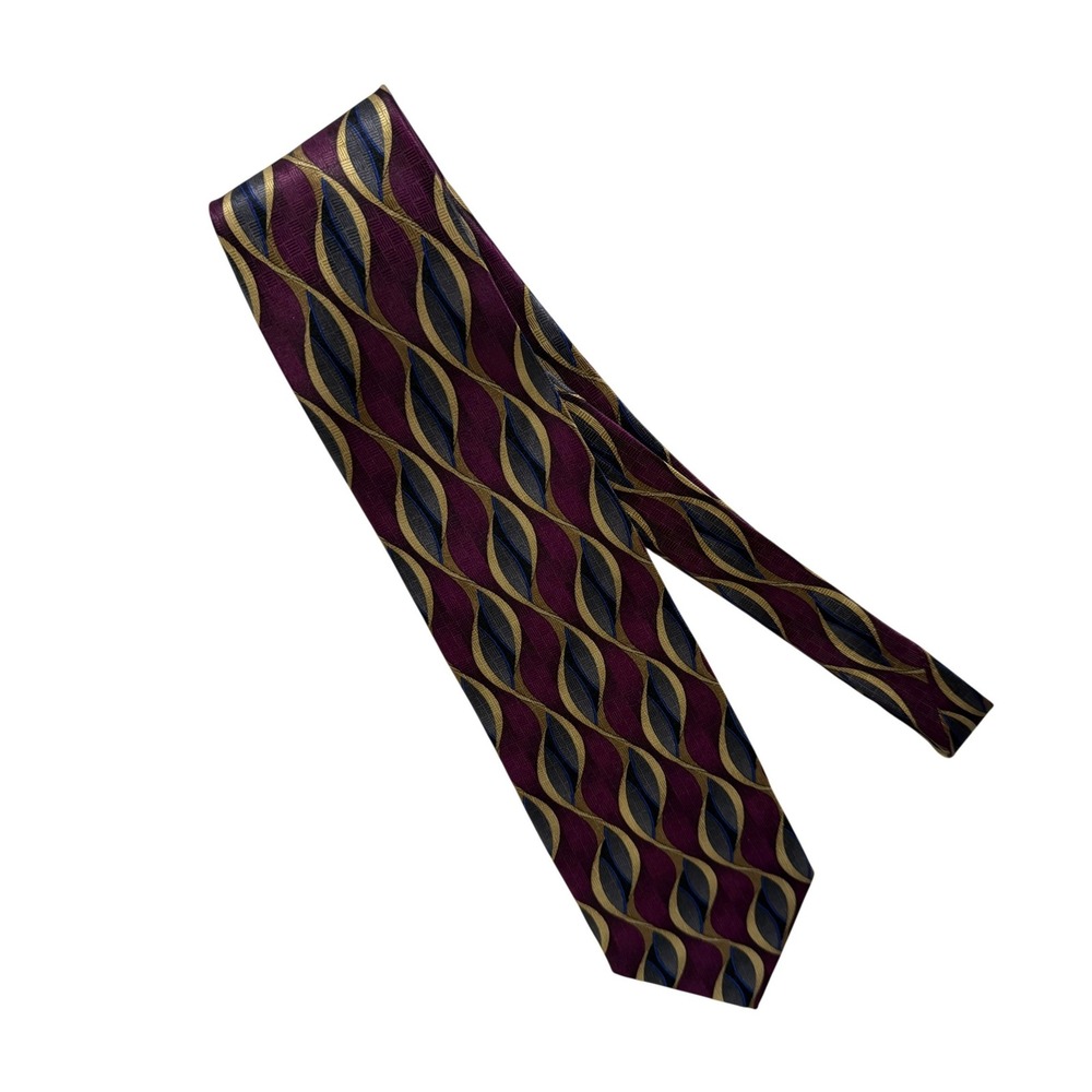 Ziggurat Geometric Silk Tie Purple Gold Blue Patterned Classic